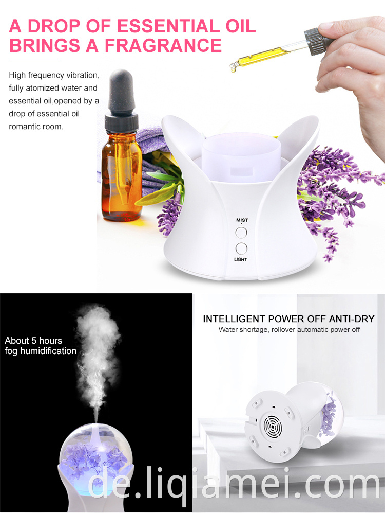 Haushaltsrunde dekorativer 100 ml Nebelmacher Nebel Aromatherapie ätherische Öl Diffusor LED Light Feuchter